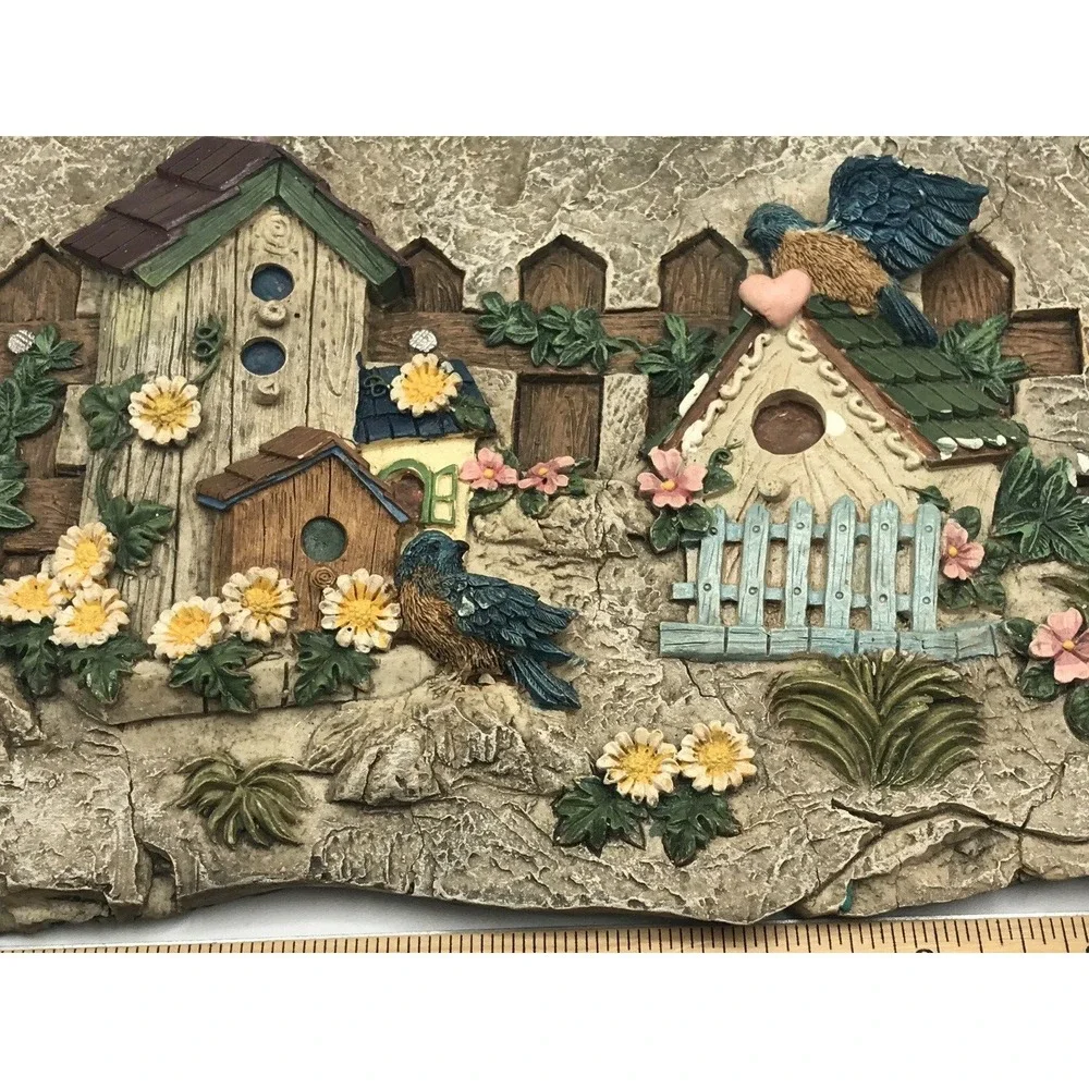 Birdhouses Porch Decor, Resin Slate Plaque, Grey‎ hanging decor